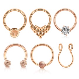 VF VFUN Septum Piercing Jewellry Stainless Steel Nose Rings Lip Rings Fake Nose Lip Helix Cartilage Earrings Hoop Jewelry for Women Men