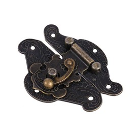 Cabinet Latch, Asixx Latch Cabinet Antique Retro Vintage Decorative Latch Hasp Pad Chest Lock Plate for Wooden Jewelry Box Cabinet(L)