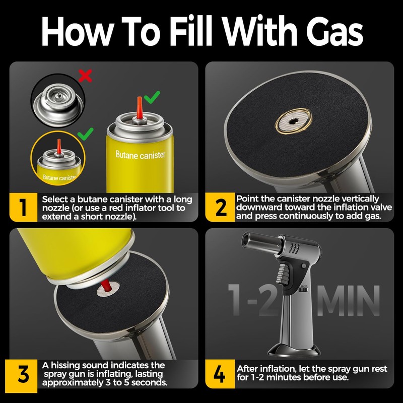 Butane Torch, Refillable Kitchen Cooking Torch Lighter
