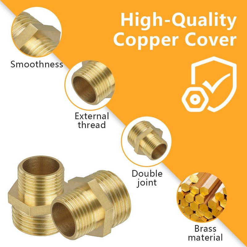 Flintronic 4PCS Brass Tap Valve Connector, G3/8 Inch Brass Double