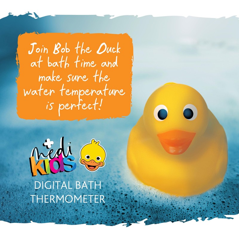 Medikids Duck Bath Thermometer - Waterproof, Color-Coded Display, Quick-Read, Energy