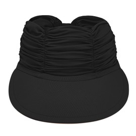 Century Star Sun Visors for Women Wide Brim Visor Hats UPF 50+ UV Protection Summer Foldable Ponytail Beach Hats Black One Size