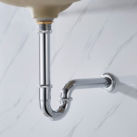 GORDEE Bathroom Basin Sink Bottle P Trap, Brass U-Shape 1-1/4 inch Slip Inlet Drain, Lavatory Adjustable Height Sink Waste Drain P-Trap Kit, Pls Measure ur Sink Hole Size Before Order, Polished Chrome