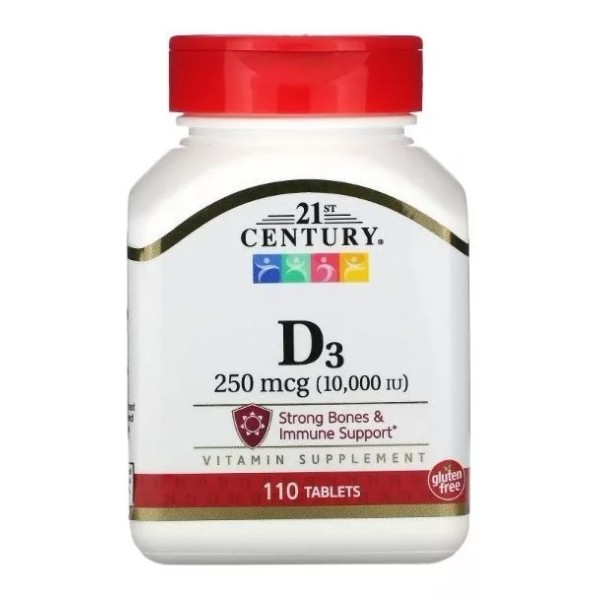 21st Century Vitamina D3 Premium 250 Mcg 10,000iu 110 Tabletas 21 Century