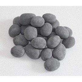 HMB 24 Pcs Grey Stone-Like Ceramic Pebble for Gas Fireplace Stove Gas firepit