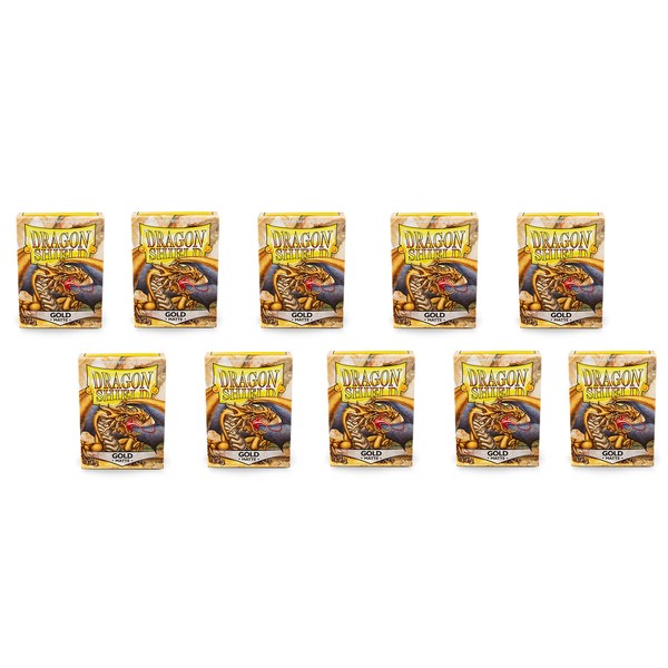 10 Packs Dragon Shield Matte Gold Standard Size 100 ct