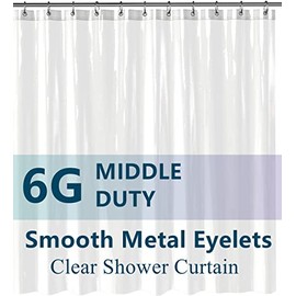 Clear Plastic Shower Curtain Liner, 36x72 Premium Light Weight EVA 4G Plastic Bathroom Shower Liner with Rustproof Metal Grommets and 3 Magnets for Shower Stall(No Hooks)