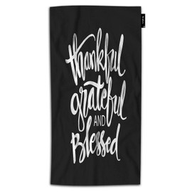 Beabes Thankful Grateful and Blessed Hand Towel Romantic Quote On Black Soft Bathroom Towels Face Washcloths Hand Towels for Sport Gym Travel SPA 30Lx15W Inch
