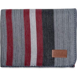 Qisu Alpaca Wool Blanket Throw | Queen, Beautiful, Warm, Stripes | 85 x 65 inches | Ultra-Soft, Hypoallergenic and Breathable | Non-Itchy or Scratchy Fabric (Red Grey Stripe)