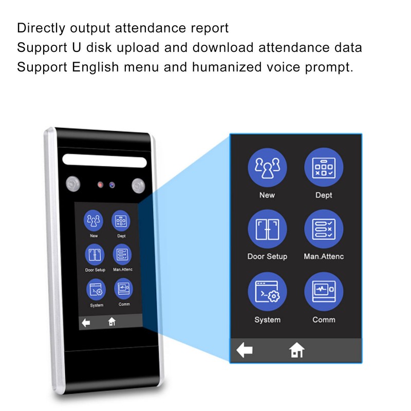Time Clock Face Recognition Password Attendance Machine 4.3in Touchscreen Infrared