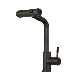 Modern Single Handle 360° Swivel Stainless Steel Waterfall Kitchen Faucet with Pull Out Sprayer Single Hole Kitchen Sink FaucetColor: Bronze, Surface Finishing: Bronze