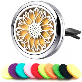 Sunshine Flower Car Essential Oil Diffuser Vent Clip,30mm Stainless Steel Car Diffuser Clip Compatible with 10 Felt Pads, Easy to Install