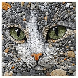 Cat Puzzles for Adults 1000 Pieces, Challenging Stone Mosaic Cats Jigsaw Puzzles, Nature Pebble Kitten Animal Puzzle as Home Decor