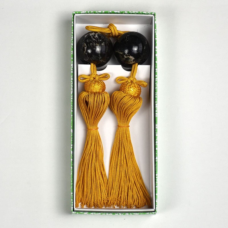 Wind Chen Marble Round Ball Wall Scroll Ornament, Natural Stone