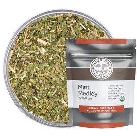 Golden Moon Tea Organic Mint Medley Herbal Tea - Caffeine Free - Loose Leaf, Non GMO - 1 Pound (192 Servings)