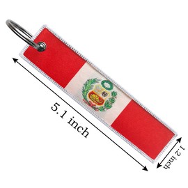 FHZJKJX 3 Pack Peru Flag Keychain Tag with Key Ring - Keys, Cars, Motorcycles, Backpacks, Luggage and Gifts - EDC