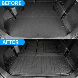 Bomely Cargo Mat Compatible with 2020-2026 Toyota Highlander Trunk Mat Cargo Liner TPE Back Seat Cover Protector 2025 7 Seats Highlander Accessories (2020-2026, Trunk Mat with Backrest Mat)