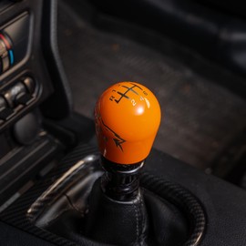 Billetworkz Weighted Coyote Shift Knob for Manual Ford Mustang (2015-25), Gloss Orange