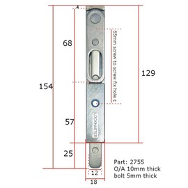 Lockmaster Milamaster Finger Operated French Door Slave Shoot Bolt