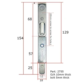 Lockmaster Milamaster Finger Operated French Door Slave Shoot Bolt