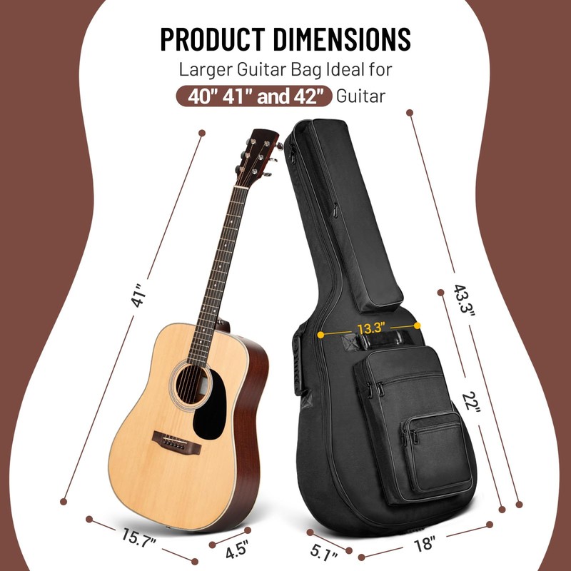 CAHAYA Acoustic Guitar Bag Thick Padding Waterproof Dual Adjustable Shoulder