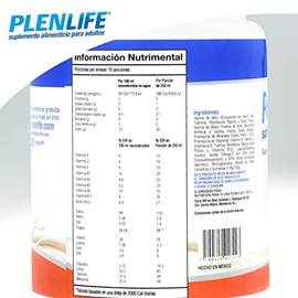 PLENLIFE - Suplemento Alimenticio en Polvo - Suplemento para Adultos Activos - Bote con 454 Gramos (454 Gramos, Vainilla)