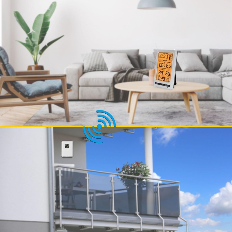 Weather Station Indoor Outdoor Thermometer Humidity Wireless Temperature Humidity Monitor,