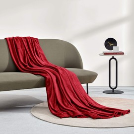 SLEEP ZONE Burgundy Fleece Blanket Super Soft Cozy Throw Flannel Blanket, Lightweight Comfy Fuzzy Blanket Plush Throw Blankets for Couch, Sofa, Bed, Camping, Travel, 60x80Inches