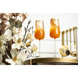 GLASSIQUE CADEAU Crystal Prosecco and Champagne Cocktail Glasses | Set of 2 | Long Stemmed Flutes for Mimosa, Bellini, Hugo, Sparkling Wine | Elegant Gift Glassware for Her Birthday and Anniversary