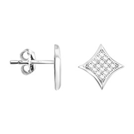 SOFIA MILANI - Women's Earrings 925 Silver with Zirconia Stones - Trapezoid Stud Earrings, Sterling Silver, Zircon