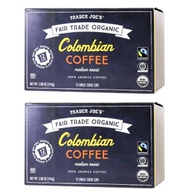 Trader Joe's 2 Packs Trader Joe's Organic Colombian Coffee Fair Trade 12 Cups 5.08 oz Each