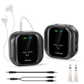 FullyCare Wireless UHF Earphone Monitor System: Rechargeable Transmitter & Receiver for Crystal-Clear Audio for Studio, Band Rehearsal, Live Performance