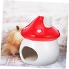 WOONEKY Cooling Ceramic Hamster Nest Mushroom Shape Pet Sleeping House