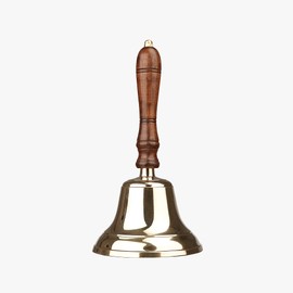 ACL Traditional Wooden Handle Brass Bell | Last Order Bell With Metal Clapper | Ideal for Hotel, Reception, Dinner, Library, Pub, School | Classic Chimes | 9 x 22 cm
