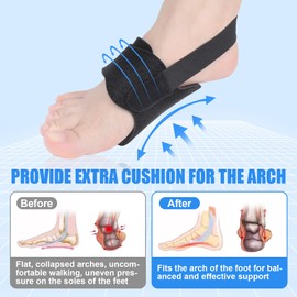 Vigorwise Arch Support Inserts for Women Men, Adjustable Foot Arch Support Braces, Flat Foot Corrector for Plantar Fasciitis Relief, 1Pair Black