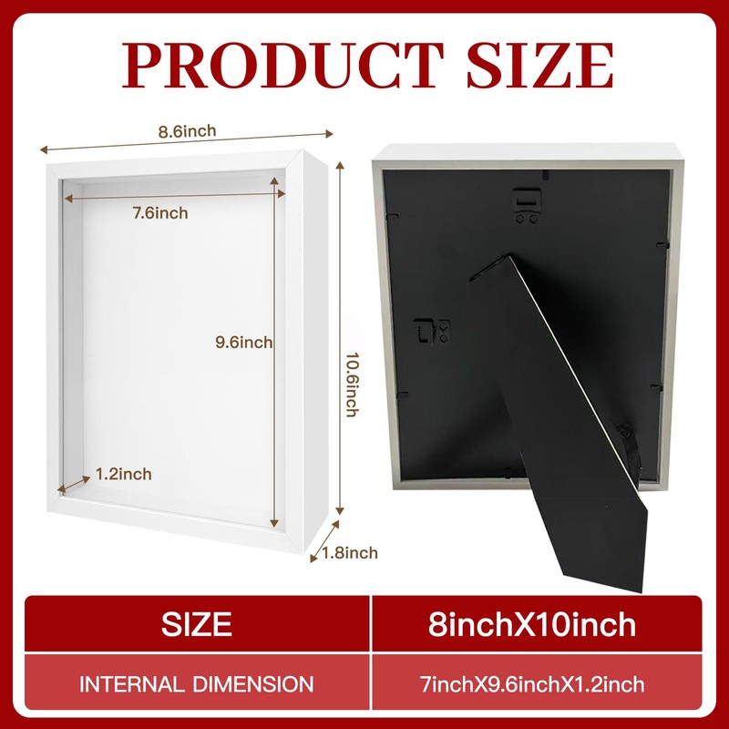 4 Pack 8"x 10" Shadow Boxes Frame Display Cases Wooden