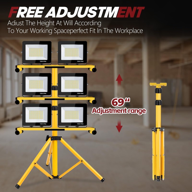 22000 Lumen Work Lights with Stand, 2 Adjustable Head LED