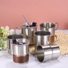 sourcing map 304 Stainless Steel Cup with Handle & Straw