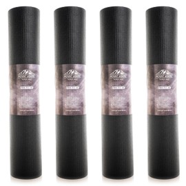 Mount Adams Pro Fit XL Yoga Mats, 74" x 26" x 6mm, Pack of 4, Bulk Durable Foam Exercise Mats, Non-Slip Extra Large Yoga Mat for Studios, Pilates, Cross Fit, and Weight Training, Black