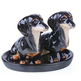 Dackel Geschenk Dackel braun Salz und Pfefferstreuer Set Keramik