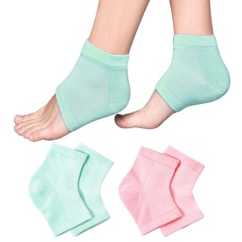 HABNI 2 Paar Fersensocken Gel-Fersensocken Weiche Feuchtigkeitsspendende Socken Gelfutter Zehenlose Socken Bequem Weich Belüftet Feuchtigkeitsspendend Geeignet Für Die Pflege Der Haut