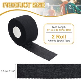 YELARXI Athletic Sports Tape, Athletic Tape Strong Adhesive Easy Tear with Serrated Edges - Fitting for (Athletes/Sport Trainer/Gymnastics/Boxing) 1.5 in x 30 Ft, 2 Rolls, Black