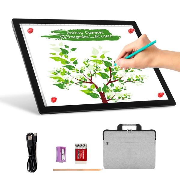 A4 Wireless Battery Powered Light Pad with Case, TOHETO Tracing