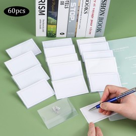 Pack of 60 Plastic Name Badges, Plastic Name Badges with Combination Holder, Transparent ID Sleeves & Name Plate Holders with Blank Inserts (56 x 90 mm)