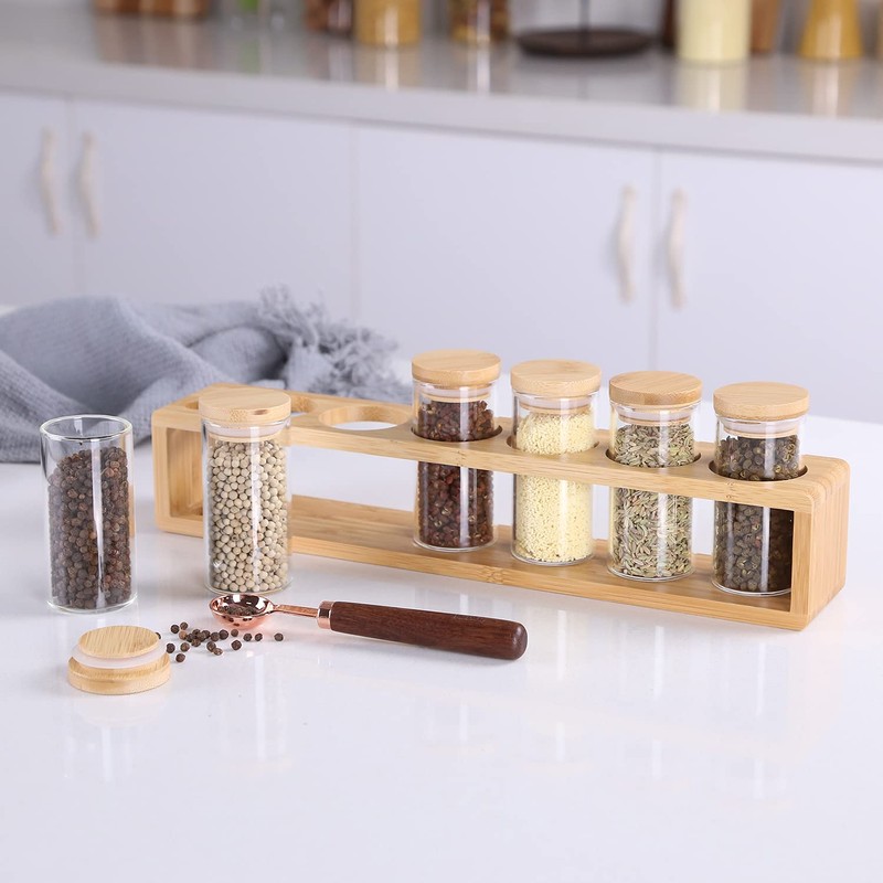 KKC HOME ACCENTS Glass Spice Jars set of 6 with