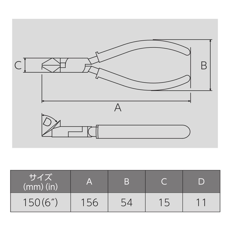 Victor 322AE-125 Diagonal Nipper (with Hole, Molded Cover) 4.9 inches