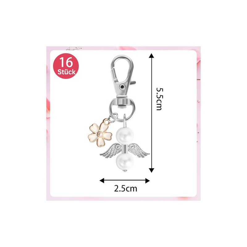 Foshird 16 Pezzi Portachiavi Angelo Custode Portachiavi Fiore Portafortuna Regalo