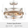 WUZUPS 3-Light Metal Drum Chandelier Imitation Wood Grain Shade Round