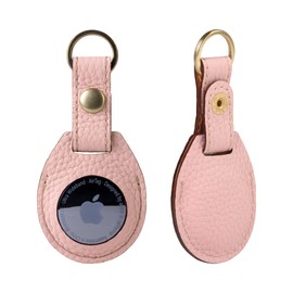 HANATORA AT-Pink Premium Leather Air Tag Case, AirTag, Genuine Leather, Anti-Loss, Protective Cover, Tracking, Children, Kids, Pets, Dog Tags,