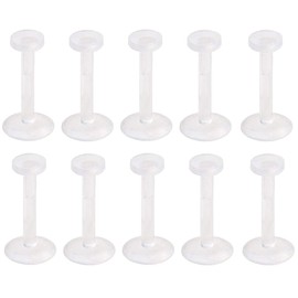 Set of 10 16GA Flesh Tone Flexible Bioflex Removable Push Top Piercing Retainers, Metal & Allergy Free (Clear - 10mm (3/8"))